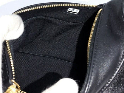 Chanel Clutch Bag Clutch with Chain Lambskin Black Coco Mark Ap4686