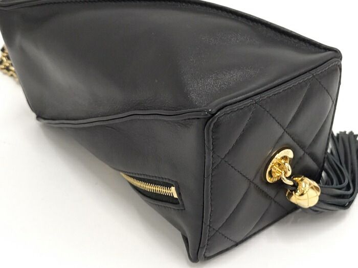 Chanel Clutch Bag Clutch with Chain Lambskin Black Coco Mark Ap4686