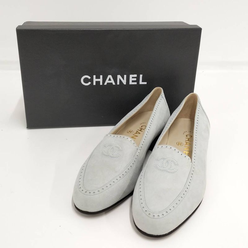 Chanel Loafer Coco Mark Suede Size 36 Light Blue