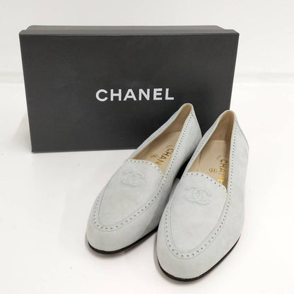 Chanel Loafer Coco Mark Suede Size 36 Light Blue