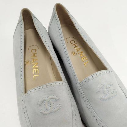 Chanel Loafer Coco Mark Suede Size 36 Light Blue