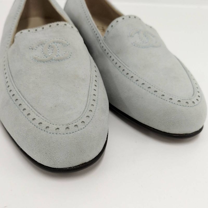 Chanel Loafer Coco Mark Suede Size 36 Light Blue