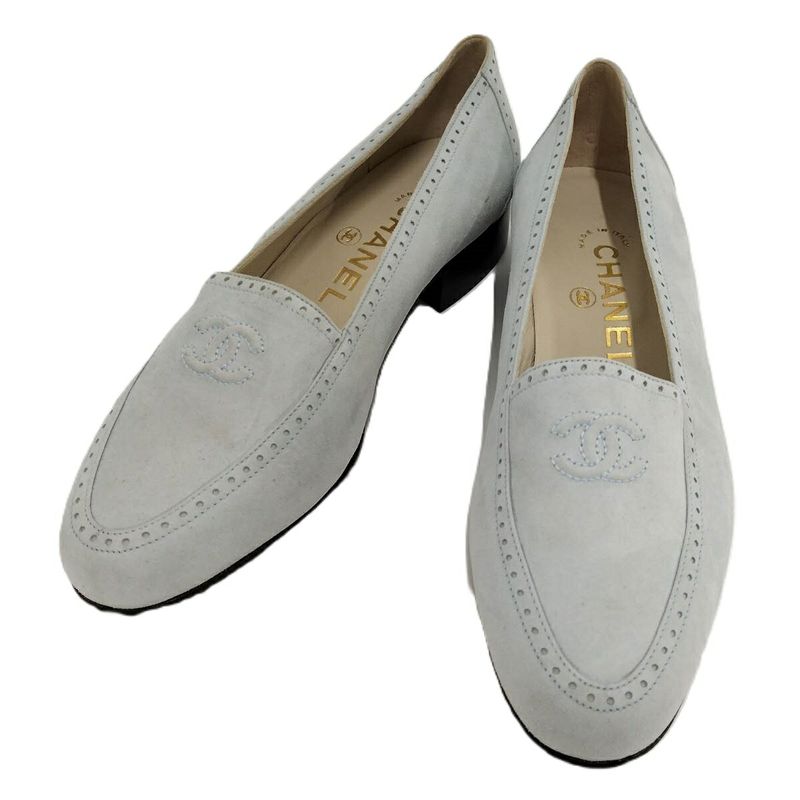 Chanel Loafer Coco Mark Suede Size 36 Light Blue
