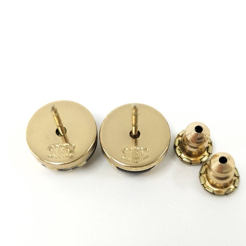 Chanel Earrings Wooden Coco Mark Plated Gold 02p