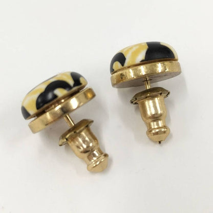 Chanel Earrings Wooden Coco Mark Plated Gold 02p