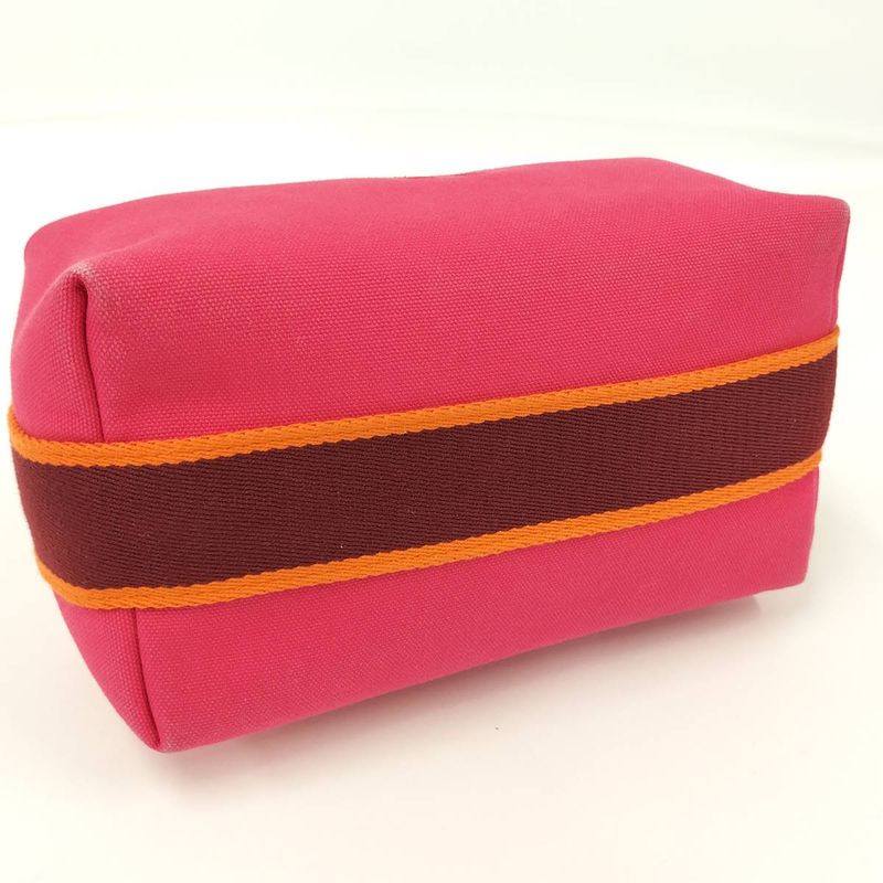 Hermes Brid a Black PM Handbag Vanity Pouch Canvas Pink