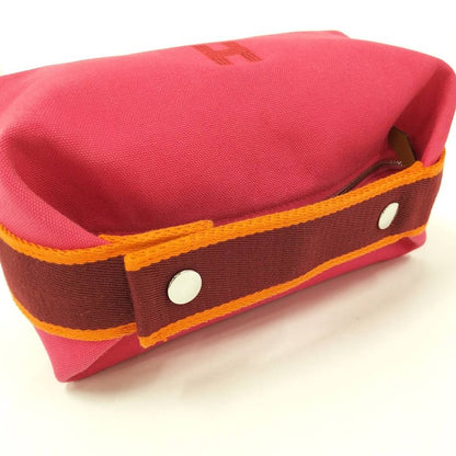 Hermes Brid a Black PM Handbag Vanity Pouch Canvas Pink