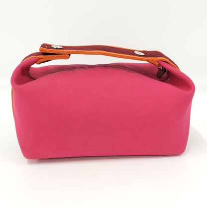 Hermes Brid a Black PM Handbag Vanity Pouch Canvas Pink