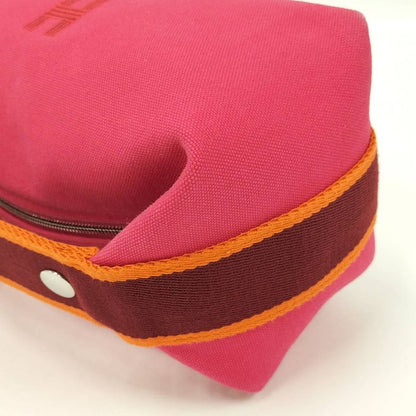 Hermes Brid a Black PM Handbag Vanity Pouch Canvas Pink