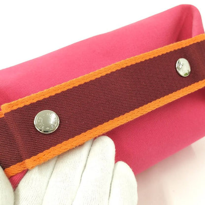 Hermes Brid a Black PM Handbag Vanity Pouch Canvas Pink