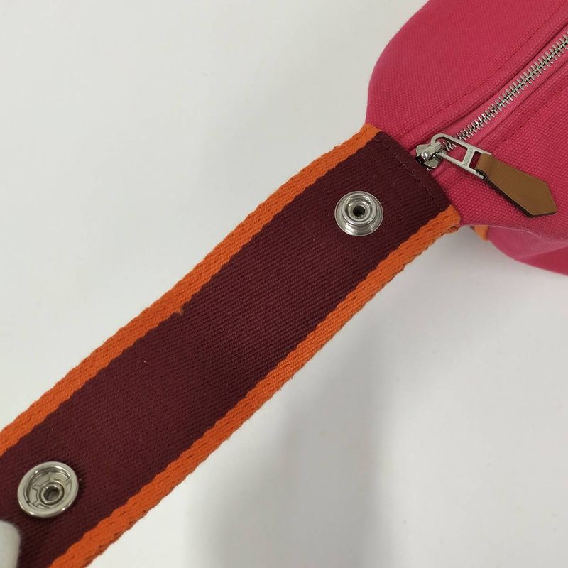 Hermes Brid a Black PM Handbag Vanity Pouch Canvas Pink