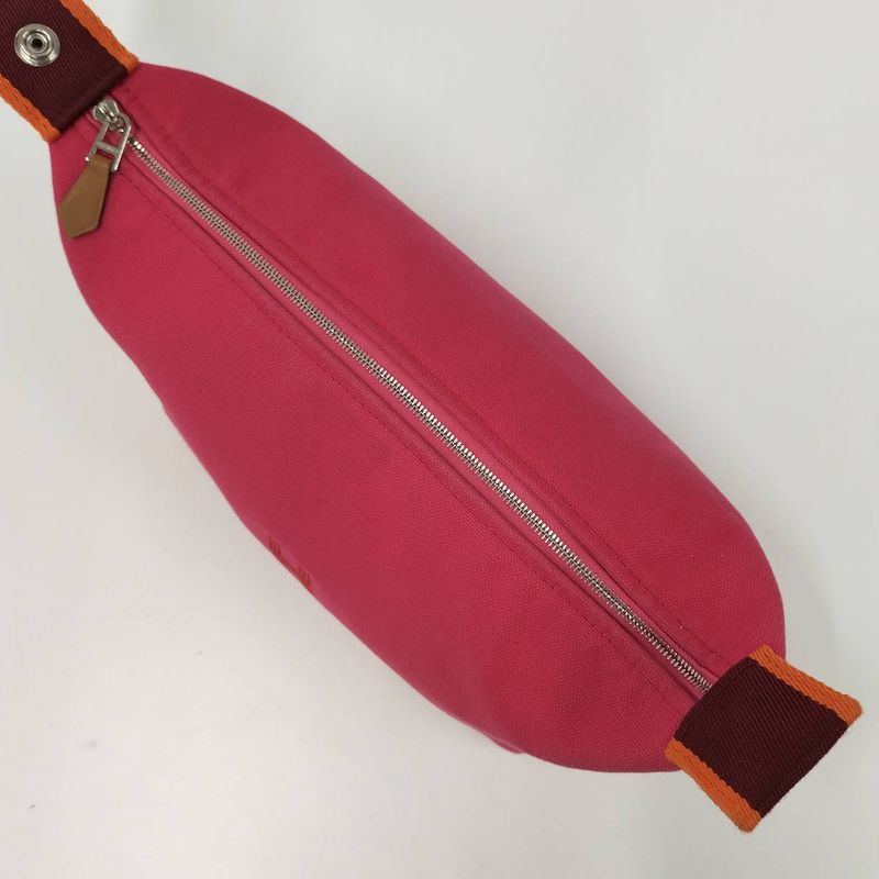 Hermes Brid a Black PM Handbag Vanity Pouch Canvas Pink