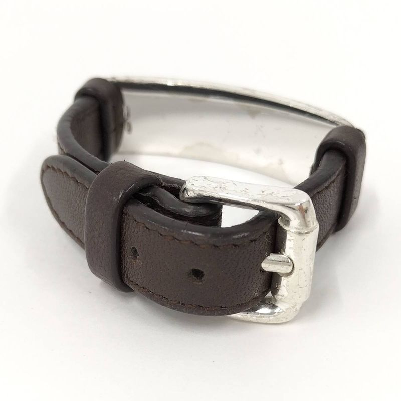 Bottega Veneta Bracelet Leather Sv925 Silver 925 Brown Silver