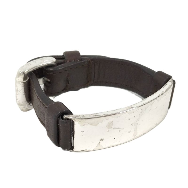 Bottega Veneta Bracelet Leather Sv925 Silver 925 Brown Silver