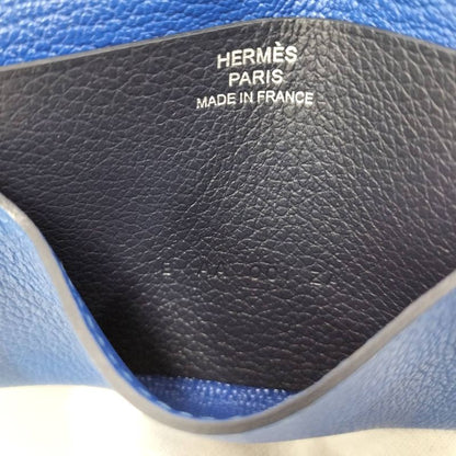 Hermes Rms Card Case Leather Blue Stamped B