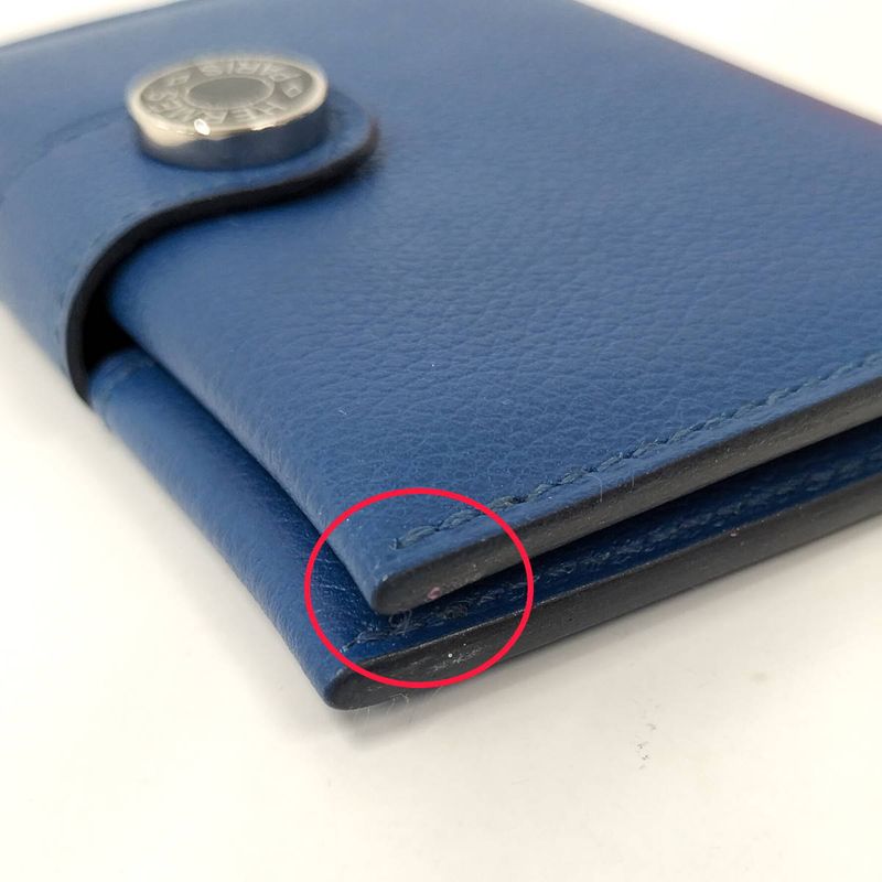 Hermes Rms Card Case Leather Blue Stamped B