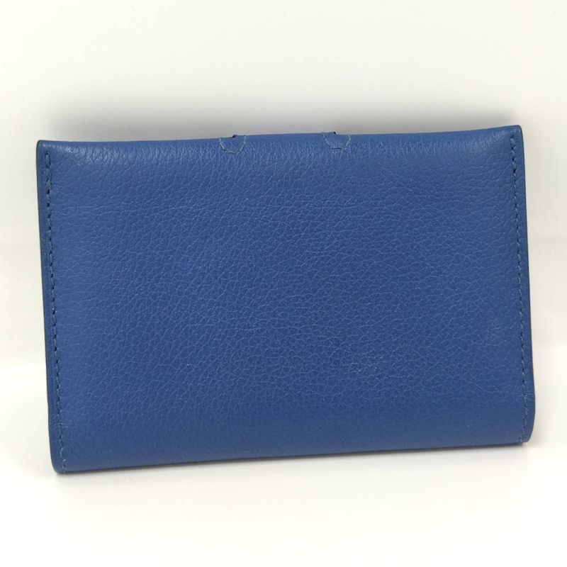 Hermes Rms Card Case Leather Blue Stamped B
