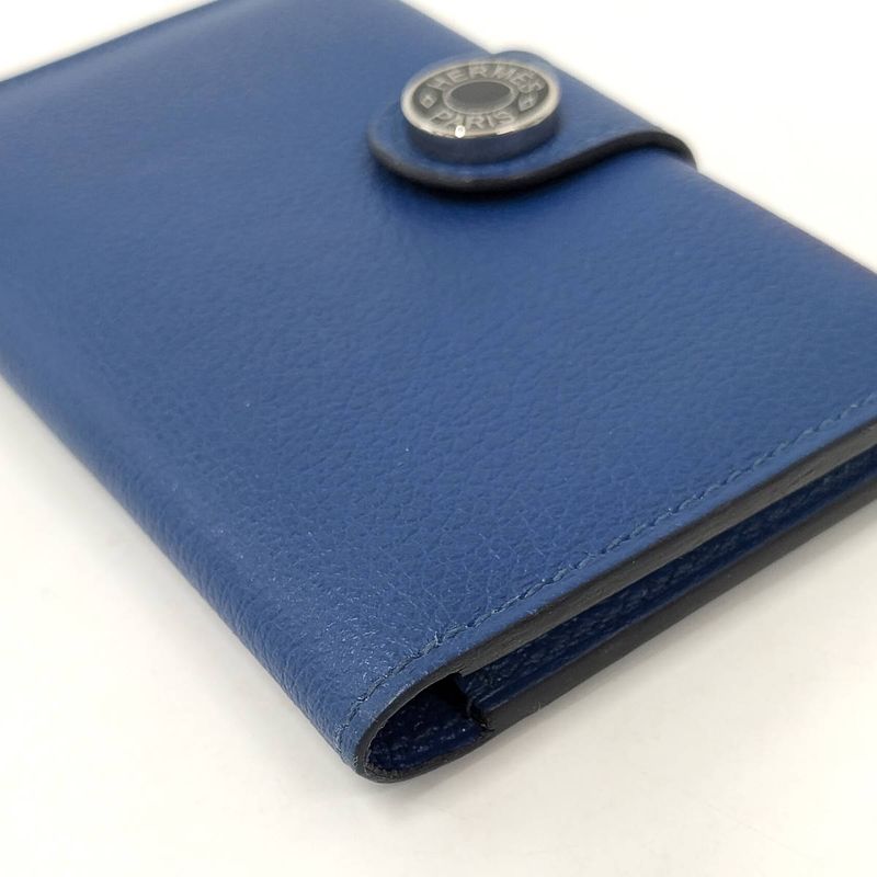 Hermes Rms Card Case Leather Blue Stamped B