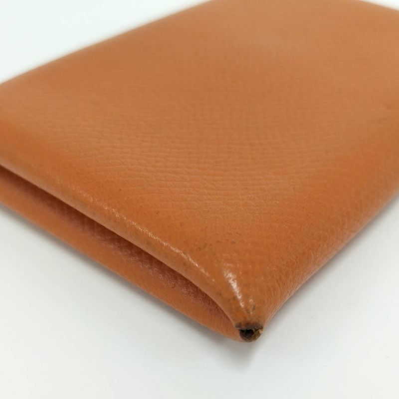Hermes Calvi Duo Coin Case Vaux Epson Leather Orange P Engraved