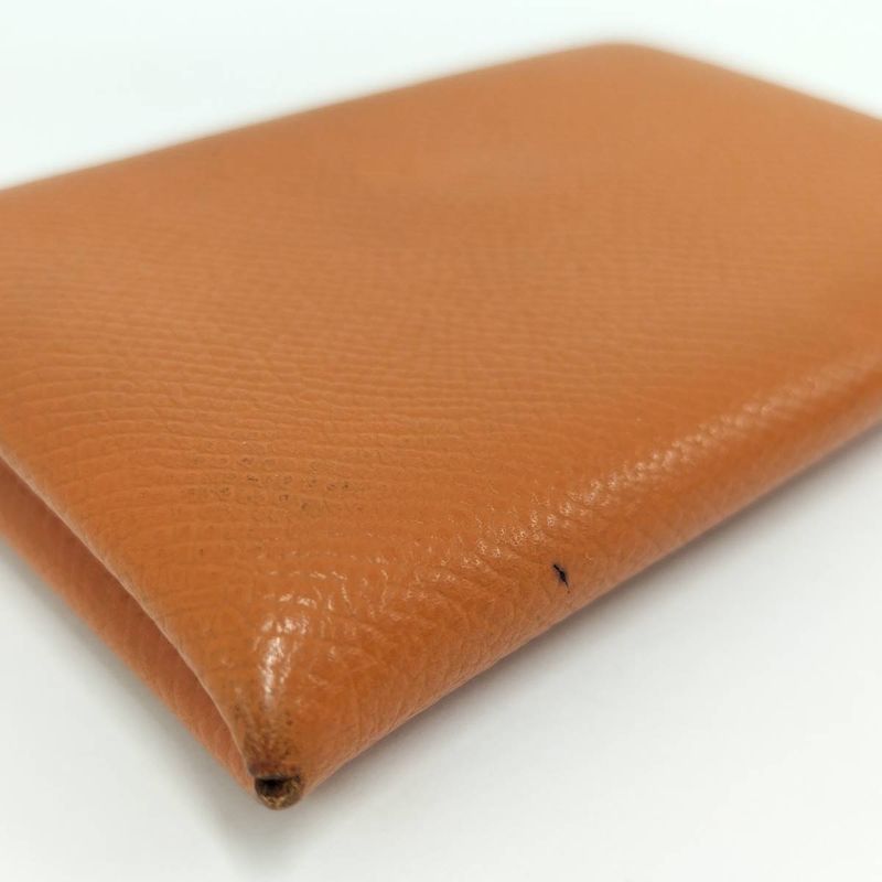 Hermes Calvi Duo Coin Case Vaux Epson Leather Orange P Engraved