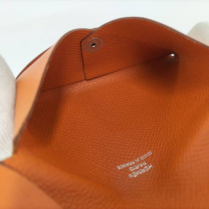 Hermes Calvi Duo Coin Case Vaux Epson Leather Orange P Engraved