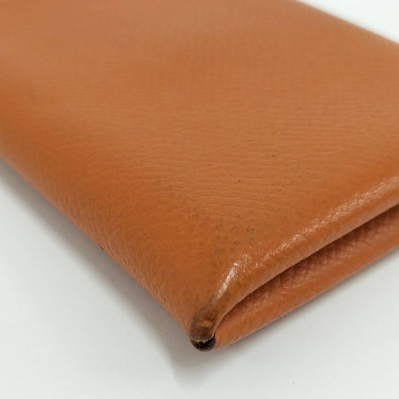 Hermes Calvi Duo Coin Case Vaux Epson Leather Orange P Engraved