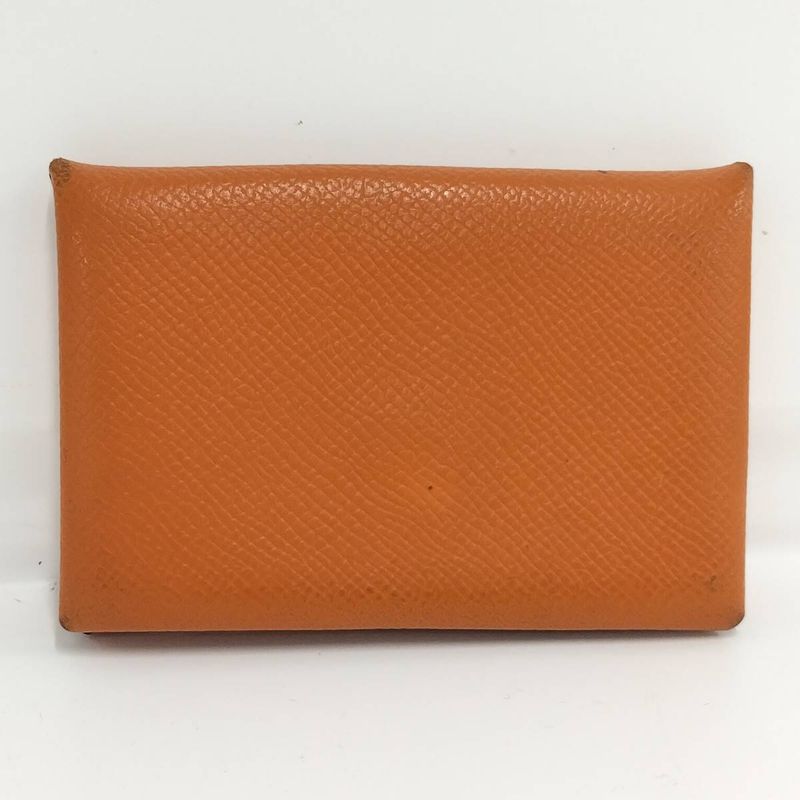 Hermes Calvi Duo Coin Case Vaux Epson Leather Orange P Engraved