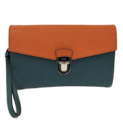 Prada Second Bag Clutch Bag Saffiano Leather Bicolor Vr0075