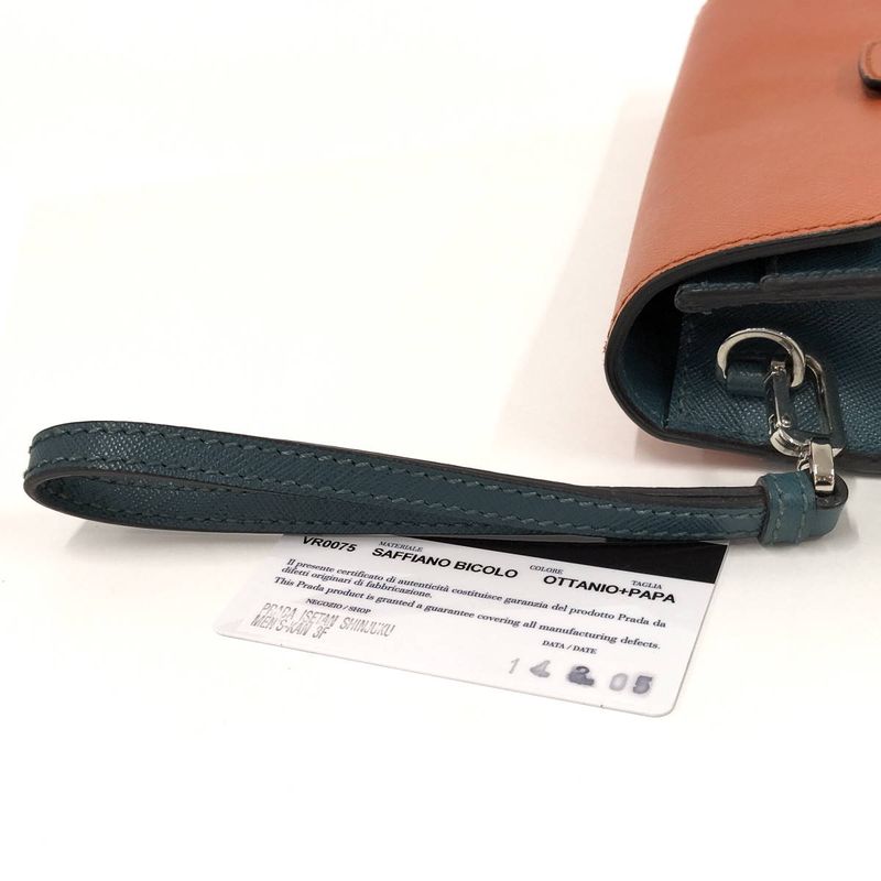Prada Second Bag Clutch Bag Saffiano Leather Bicolor Vr0075
