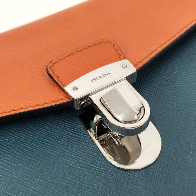 Prada Second Bag Clutch Bag Saffiano Leather Bicolor Vr0075
