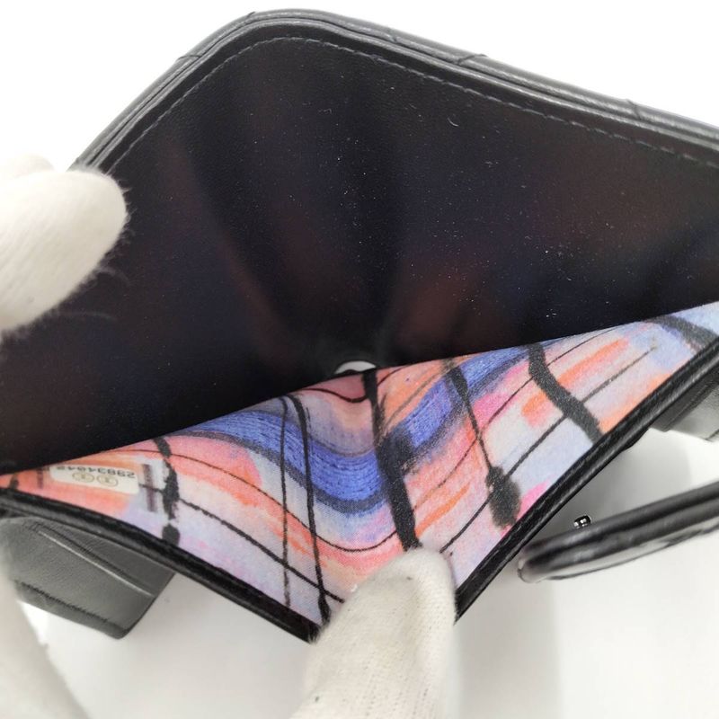 Chanel Matelasse Wild Stitch Classic Small Flap Wallet Leather Black