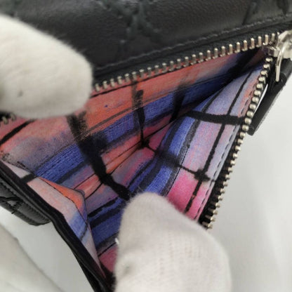 Chanel Matelasse Wild Stitch Classic Small Flap Wallet Leather Black