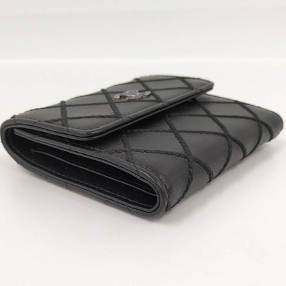 Chanel Matelasse Wild Stitch Classic Small Flap Wallet Leather Black