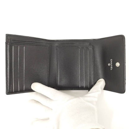 Chanel Matelasse Wild Stitch Classic Small Flap Wallet Leather Black