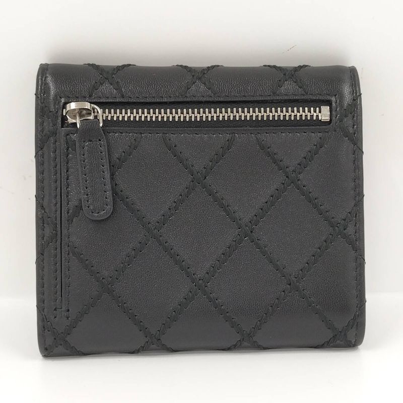 Chanel Matelasse Wild Stitch Classic Small Flap Wallet Leather Black