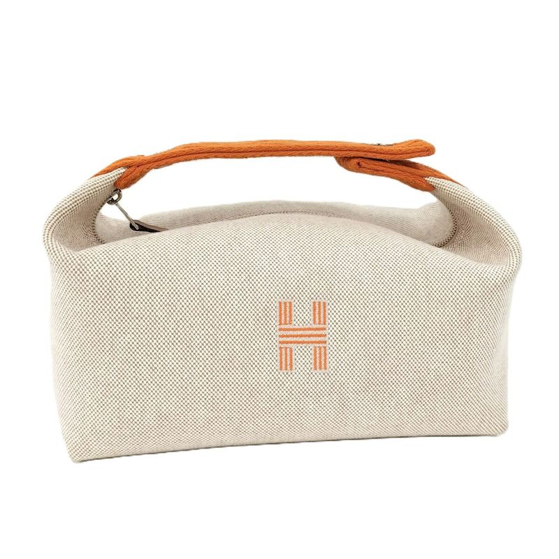 Hermes Brid a Black PM Canvas Beige Orange