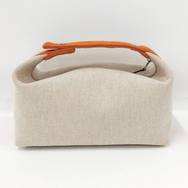 Hermes Brid a Black PM Canvas Beige Orange