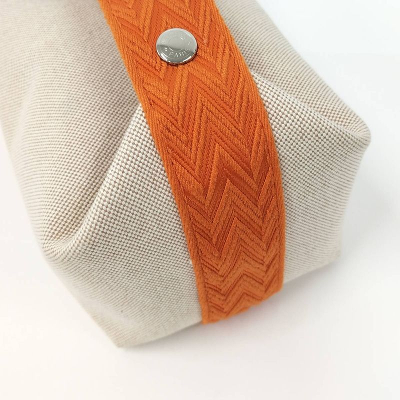 Hermes Brid a Black PM Canvas Beige Orange