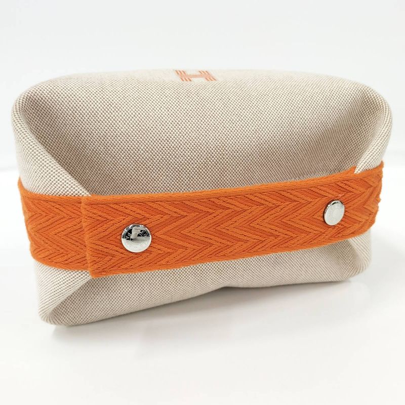 Hermes Brid a Black PM Canvas Beige Orange