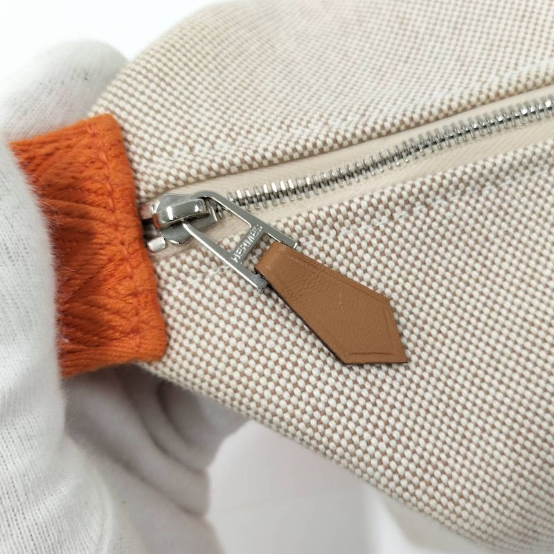 Hermes Brid a Black PM Canvas Beige Orange