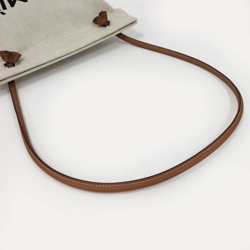 Hermes Aline MM Twirl Chevron Canvas Beige