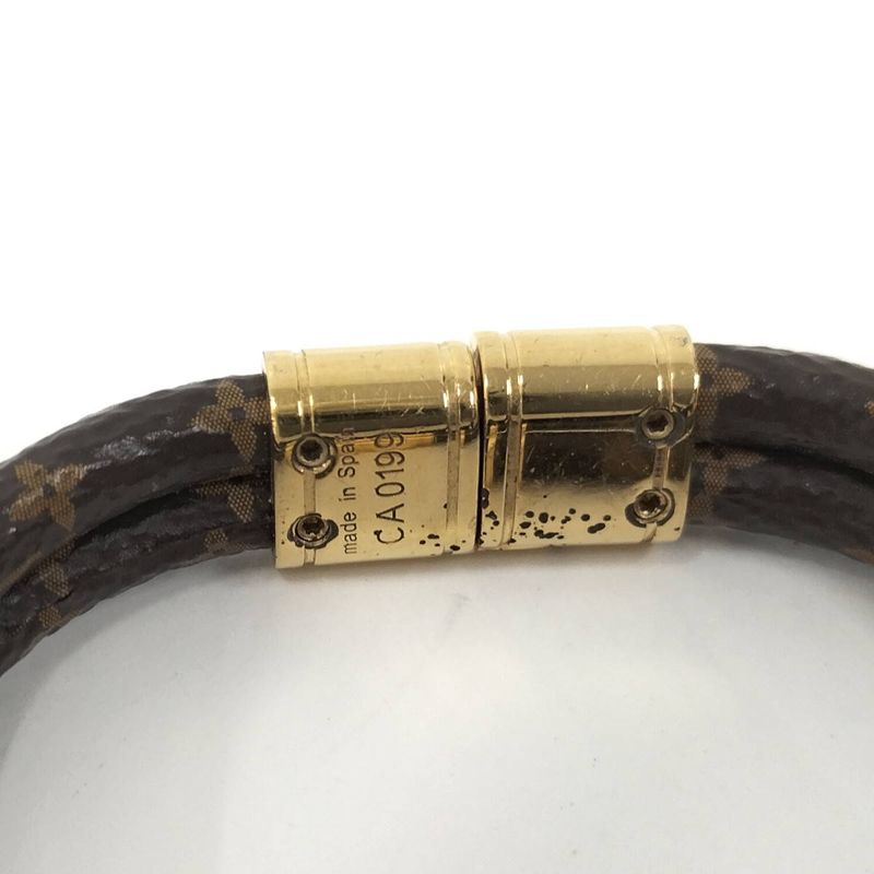Louis Vuitton Bracelet Zodiac Rat Mouse Monogram Leather Plated Brown Gold