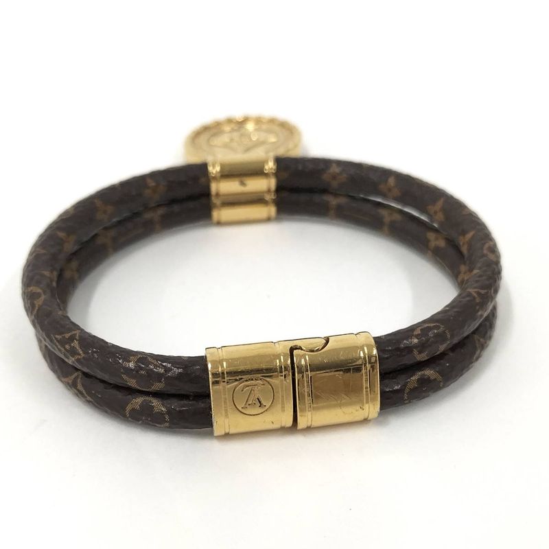 Louis Vuitton Bracelet Zodiac Rat Mouse Monogram Leather Plated Brown Gold