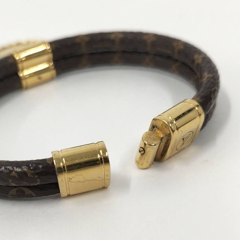 Louis Vuitton Bracelet Zodiac Rat Mouse Monogram Leather Plated Brown Gold