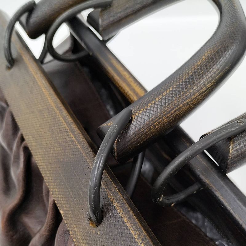 Gucci Handbag Wood Handle Leather Brown 105377
