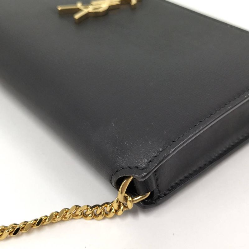 Saint Laurent Phone Shoulder Bag YSL Leather Black 635095