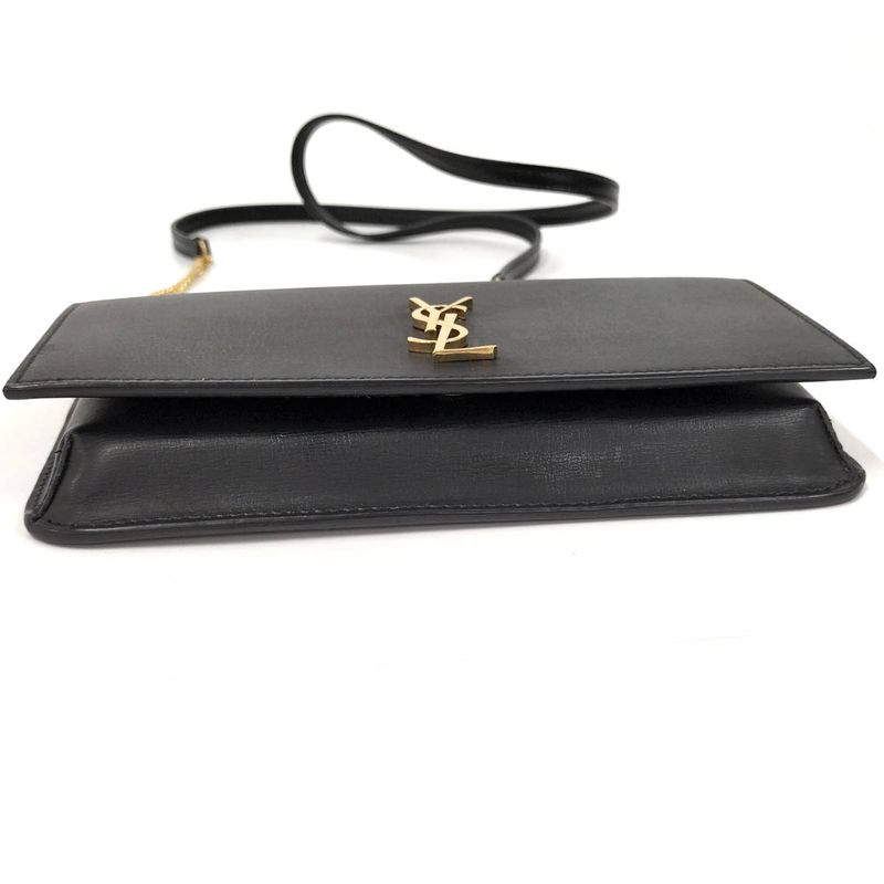 Saint Laurent Phone Shoulder Bag YSL Leather Black 635095