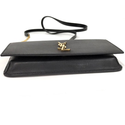 Saint Laurent Phone Shoulder Bag YSL Leather Black 635095