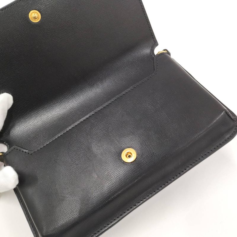 Saint Laurent Phone Shoulder Bag YSL Leather Black 635095