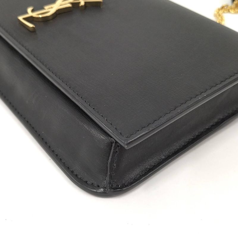 Saint Laurent Phone Shoulder Bag YSL Leather Black 635095